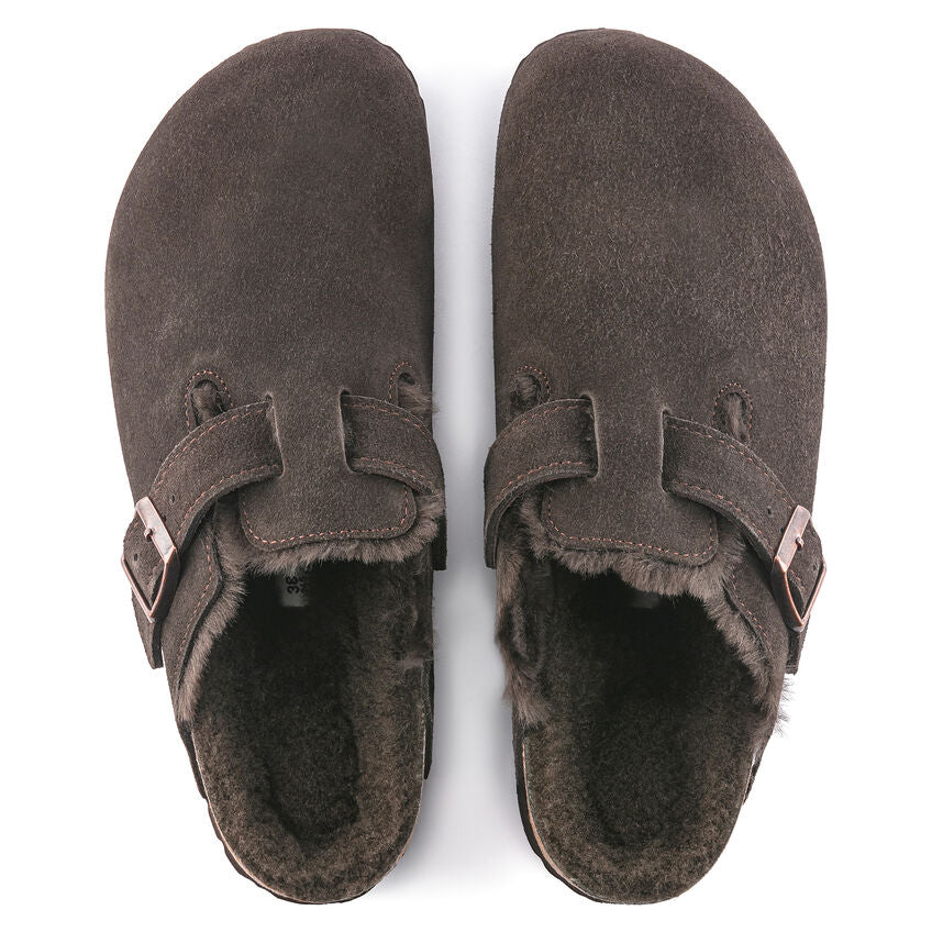 Birkenstock Unisex Boston Shearling Zamsz Skóra - Mocha
