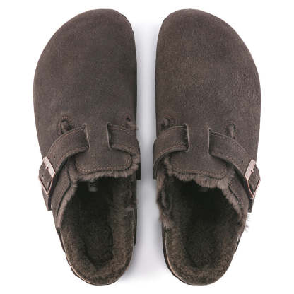 Birkenstock Unisex Boston Shearling Zamsz Skóra - Mocha