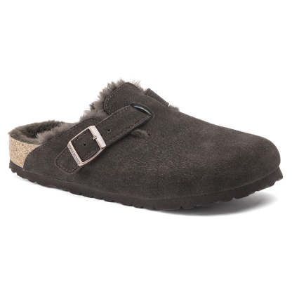 Birkenstock Unisex Boston Shearling Zamsz Skóra - Mocha
