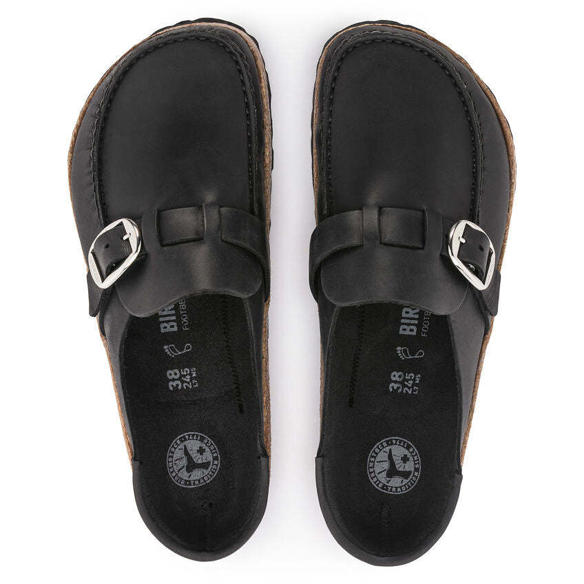 Birkenstock Damskie Klapki Buckley Oiled Leather Clog - Czarne