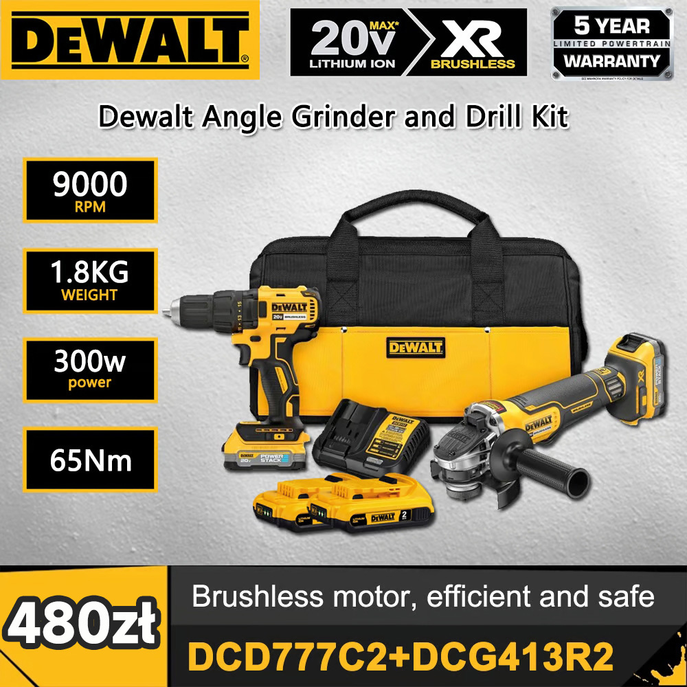 【DEWALT 100-lecie – Wyprzedaż z okazji jubileuszu】Zestaw Dewalt: szlifierka kątowa + wiertarka Cena regularna: 960 zł Cena promocyjna: 480 zł Tylko 300 zestawów dostępnych! Zamów teraz!