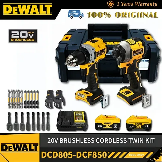 Wielofunkcyjny zestaw bezszczotkowych wiertarek udarowych DEWALT na baterie litowe