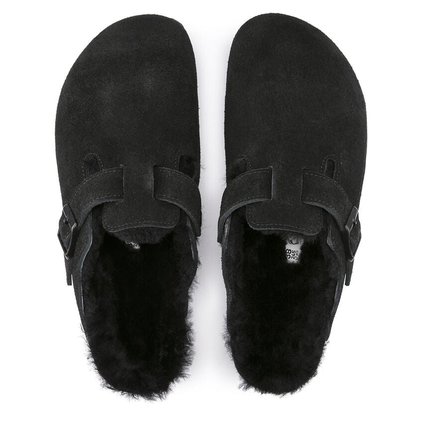 Birkenstock Unisex Boston Shearling Zamsz Skóra - Czarny