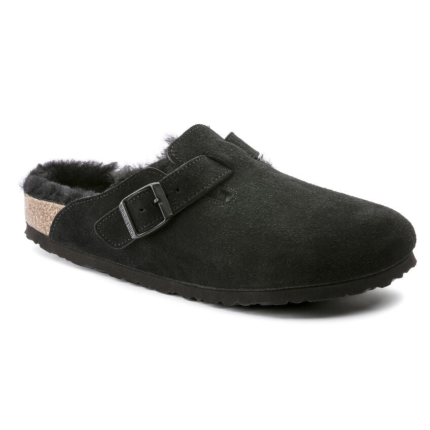 Birkenstock Unisex Boston Shearling Zamsz Skóra - Czarny