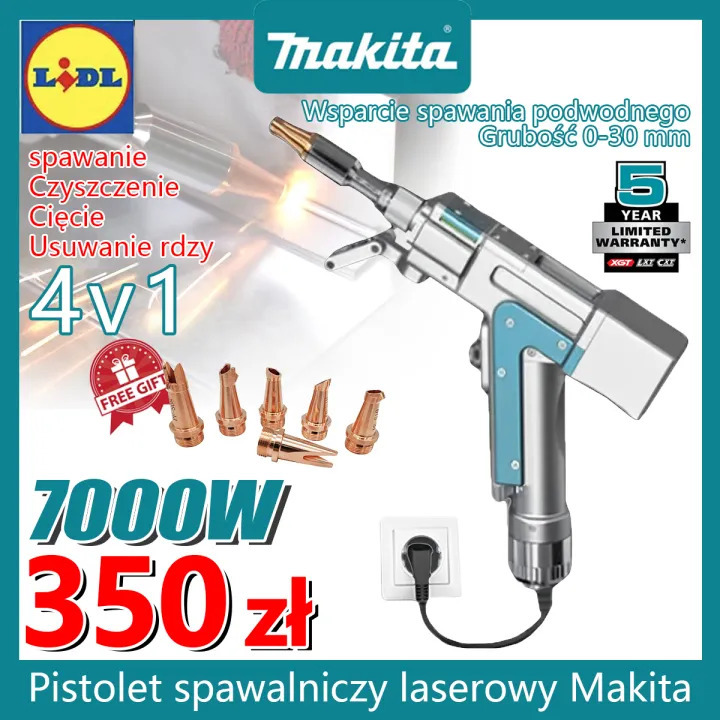 Innowacyjny przenośny pistolet spawalniczy Makita 7000W 4 w 1 (spawanie + czyszczenie + cięcie + odrdzewianie)