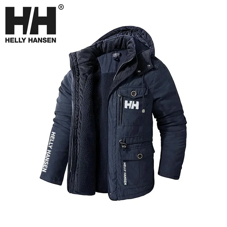 2025 nowa męska wiatroszczelna kurtka z kapturem ciepła parka z owczej wełny