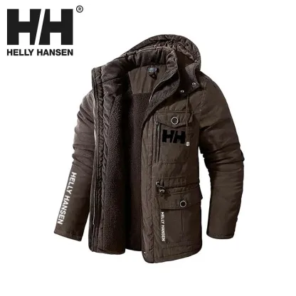 2025 nowa męska wiatroszczelna kurtka z kapturem ciepła parka z owczej wełny