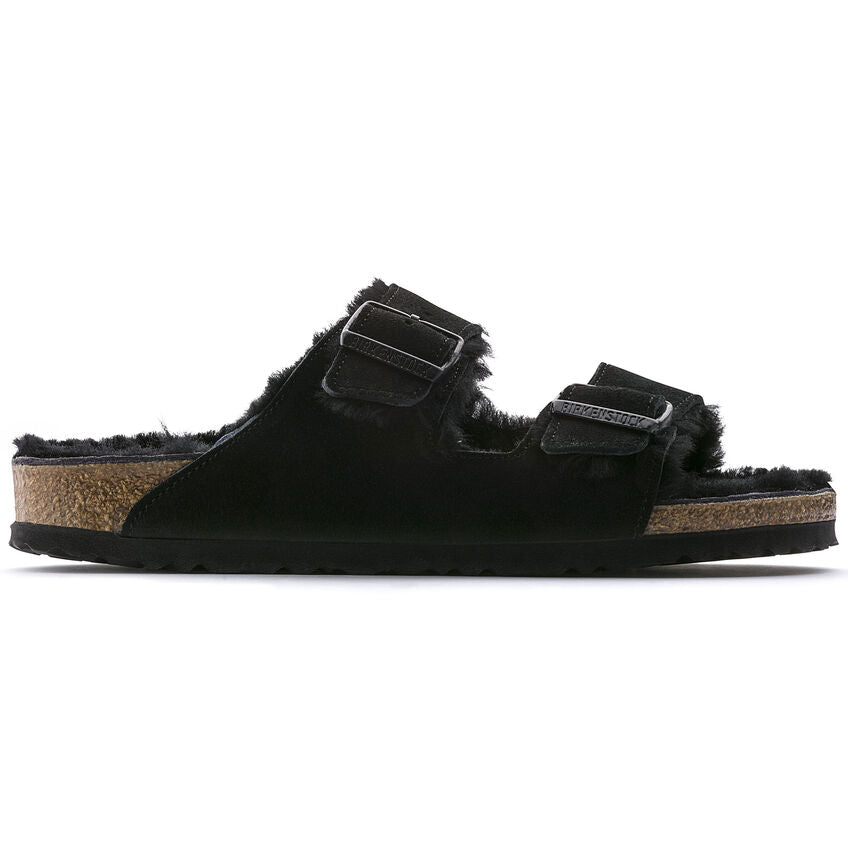 Birkenstock Unisex Arizona Shearling Zamsz Skóra - Czarny