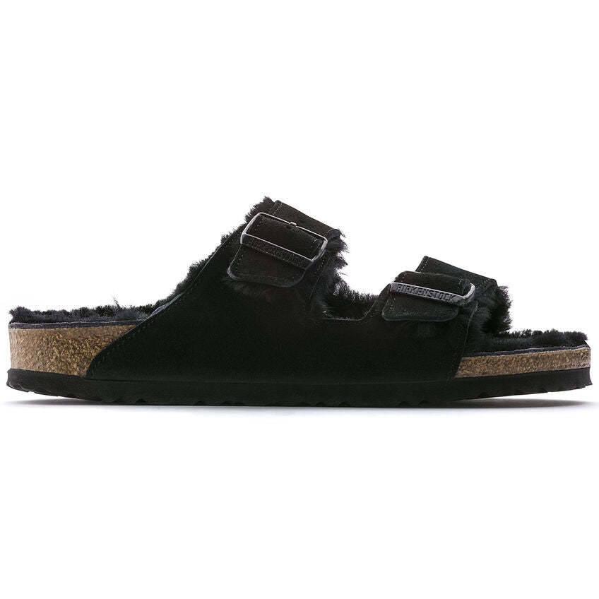 Birkenstock Unisex Arizona Shearling Zamsz Skóra - Czarny