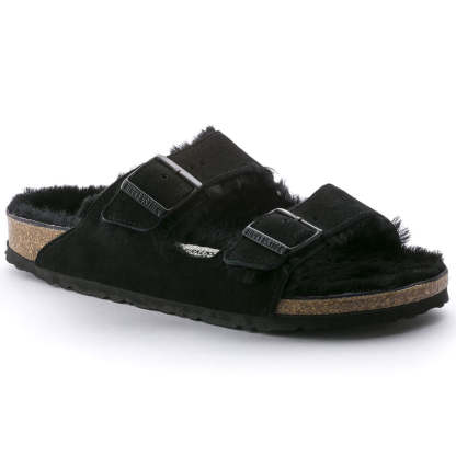 Birkenstock Unisex Arizona Shearling Zamsz Skóra - Czarny