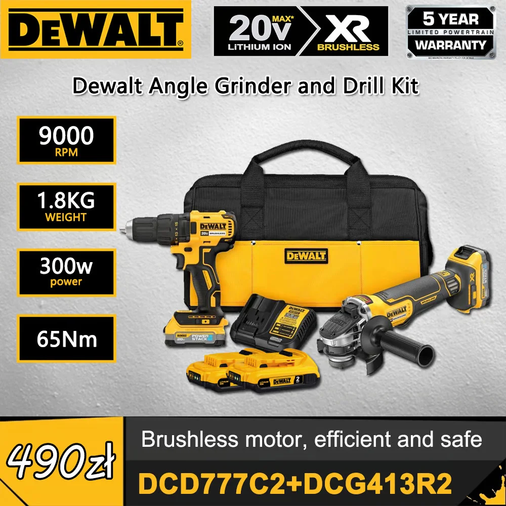 【Noworoczna promocja】Zestaw Dewalt: szlifierka kątowa + wiertarka Cena regularna: 1280 zł Cena promocyjna: 490 zł Tylko 300 zestawów dostępnych! Zamów teraz!