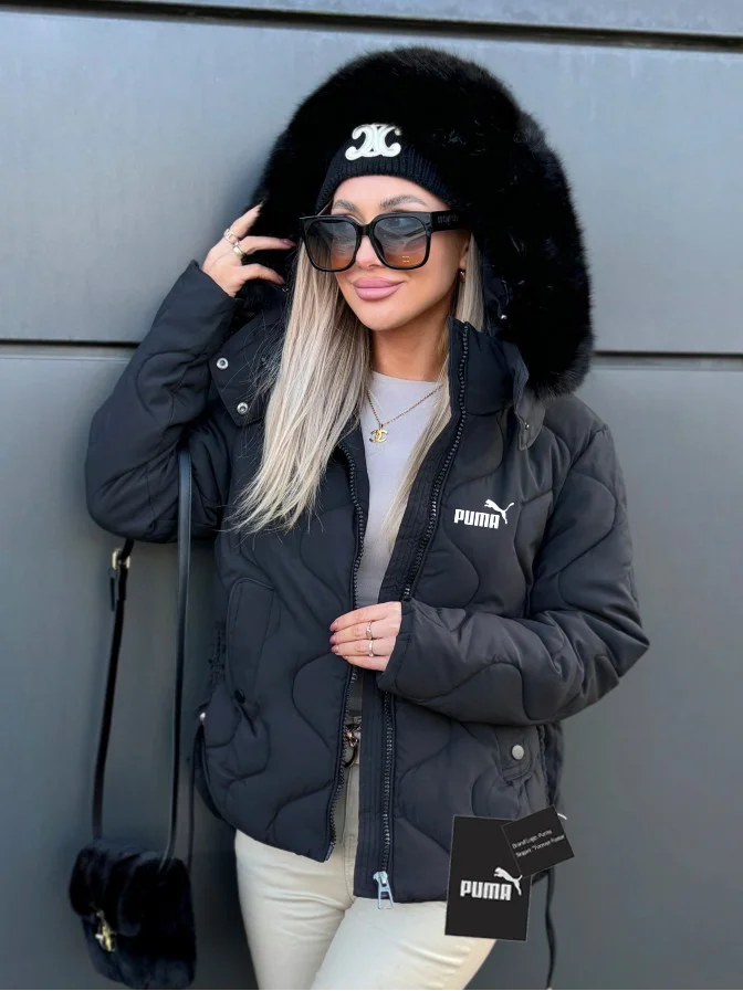 PUMA®Damska, codzienna, krótka kurtka z kapturem