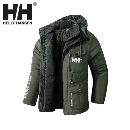 2025 nowa męska wiatroszczelna kurtka z kapturem ciepła parka z owczej wełny