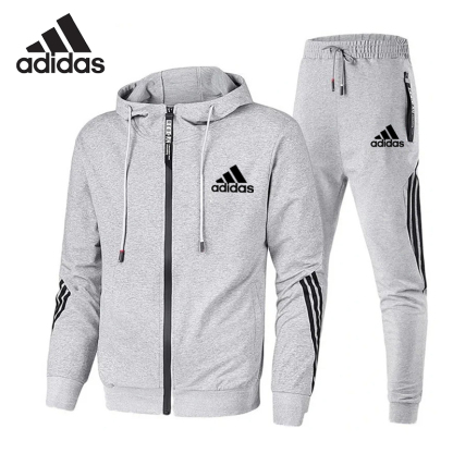 Adidas丨2-dijelni sportski komplet, udoban za trčanje, sportska odjeća s patentnim zatvaračem