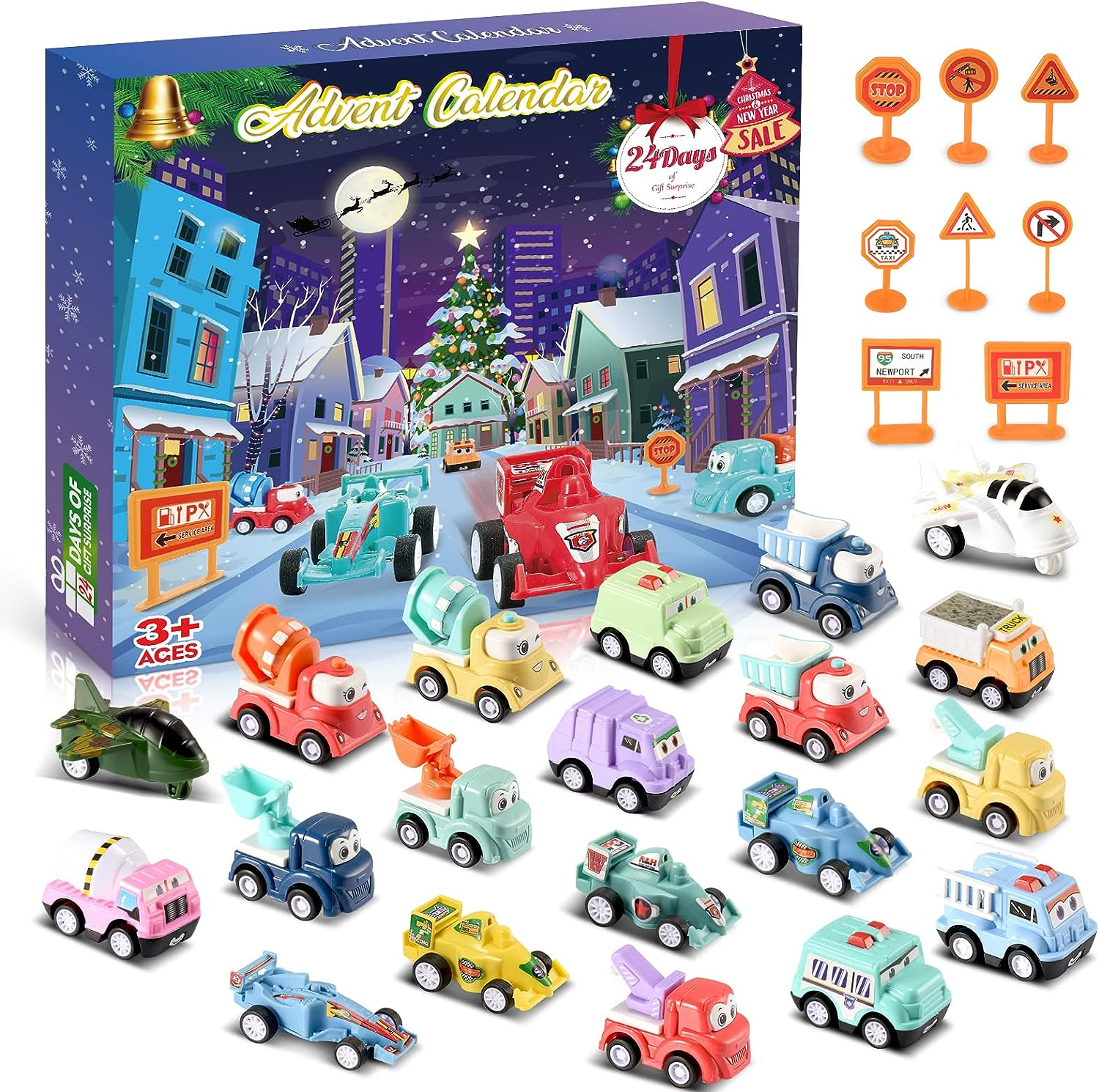 24 Days Surprise Pull Back Car Toys Advent Calendar 2023
