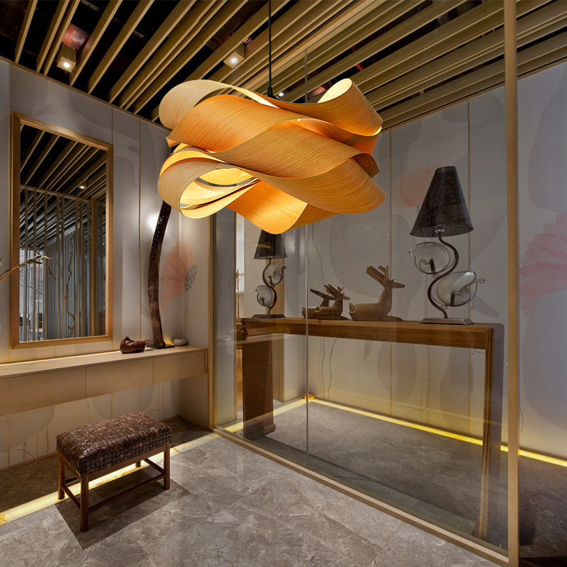 Muto Modern LED Pendant Light Wood Living Room/Bedrooom