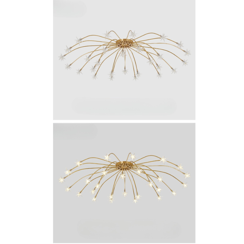 Madina Art Deco Starry Metal Glass Flush Mount Ceiling Light