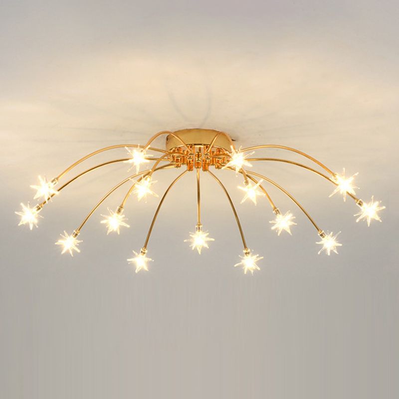 Madina Art Deco Starry Metal Glass Flush Mount Ceiling Light