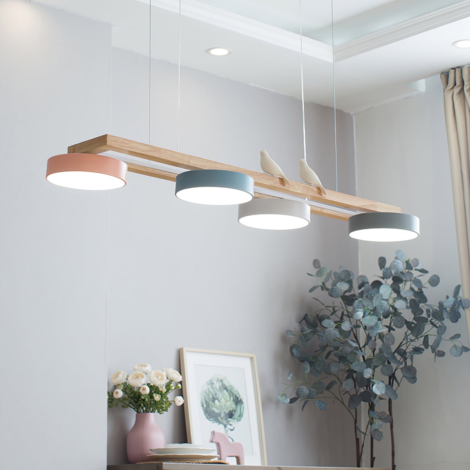 Nordic Wood Style Macaron LED Pendant Lamp G79