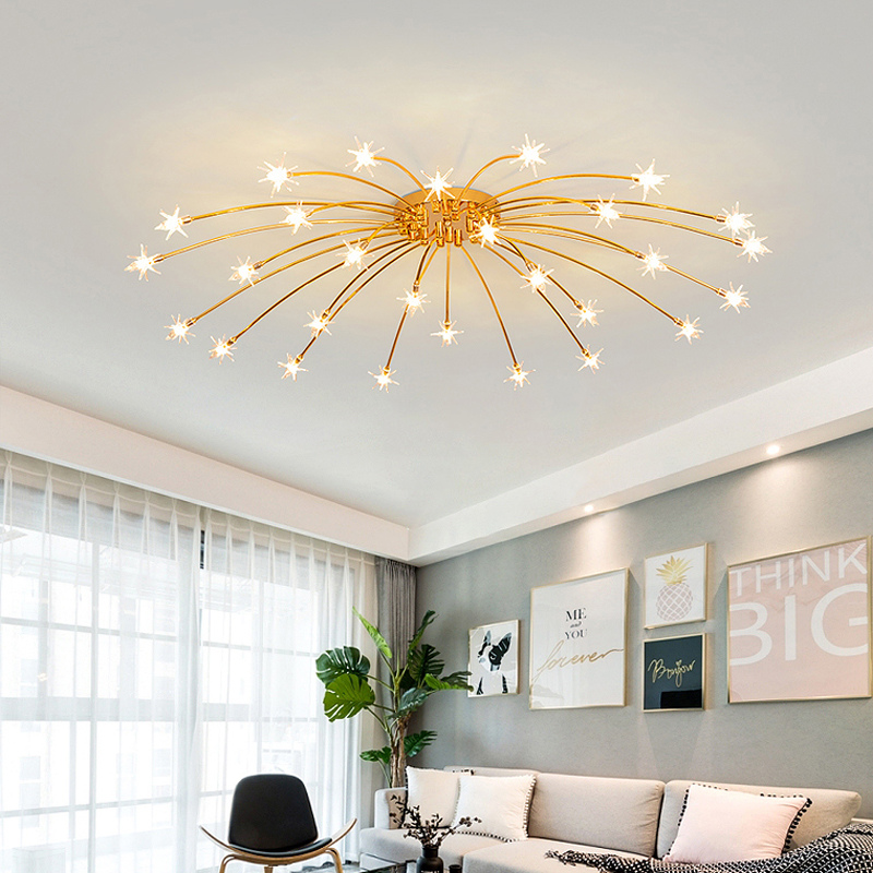 Madina Art Deco Starry Metal Glass Flush Mount Ceiling Light