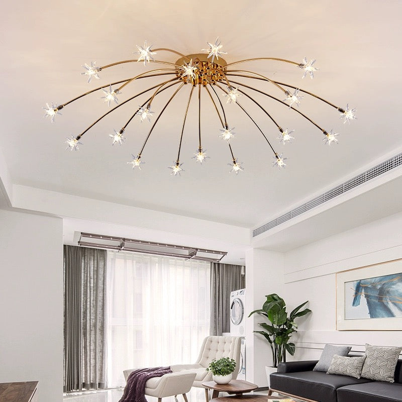 Madina Art Deco Starry Metal Glass Flush Mount Ceiling Light
