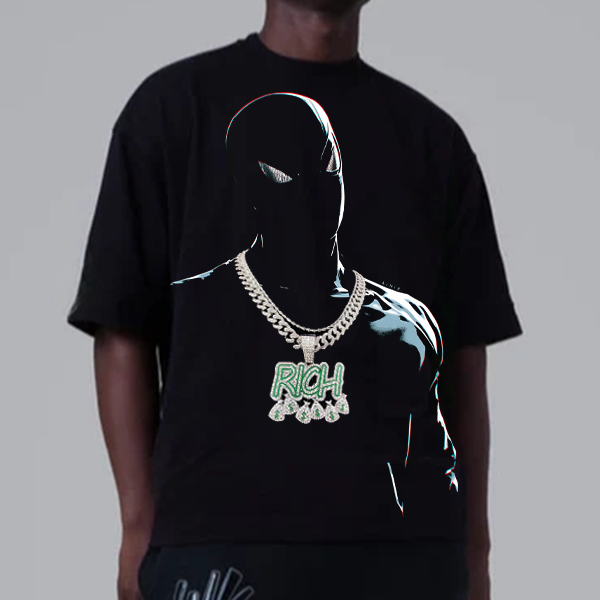 Marvel Spider-Man Print T-Shirt Hip Hop Money Bag Pendant Necklace