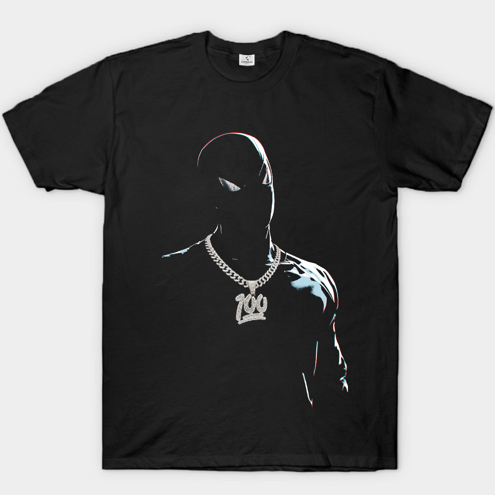 Marvel Spider-Man Print T-Shirt "100"Shaped Pendant & Miami Cuban Chain