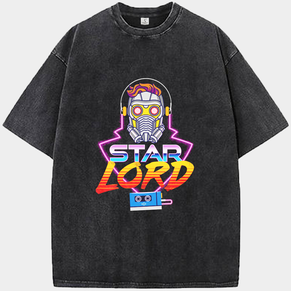 Marvel Guardians of the Galaxy Star-Lord Retro Neon Style (Headphones & Cassette Tape) Print