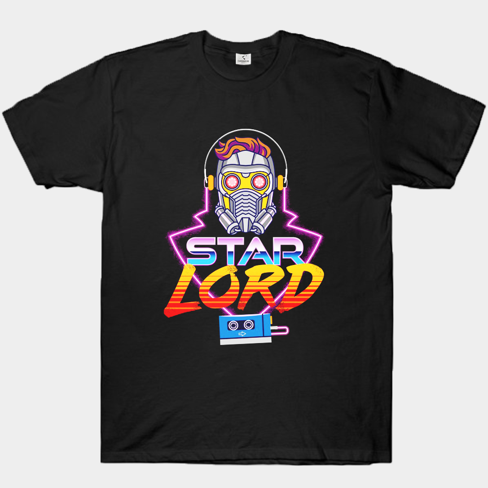 Marvel Guardians of the Galaxy Star-Lord Retro Neon Style (Headphones & Cassette Tape) Print