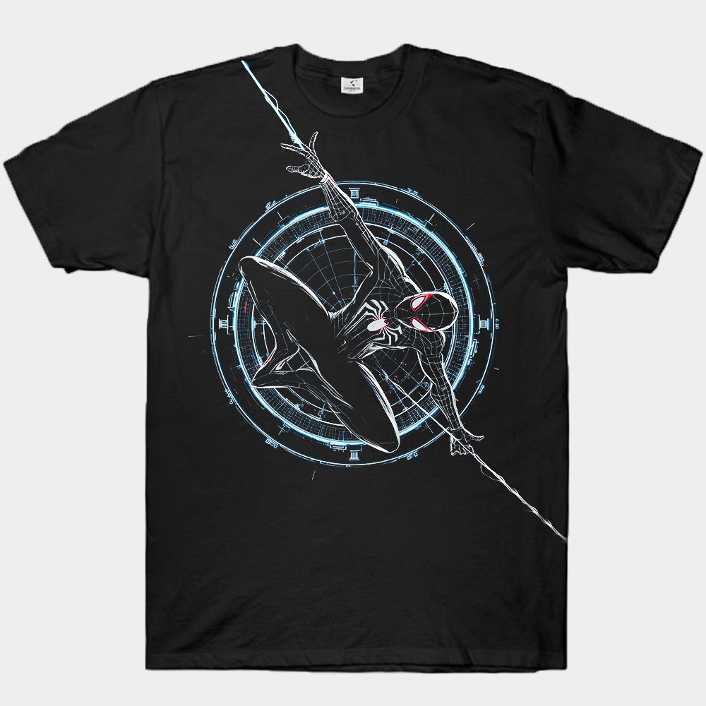 Marvel Spider-Man Black Suit Blue Neon Print