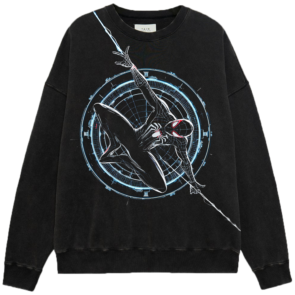 Marvel Spider-Man Black Suit Blue Neon Print