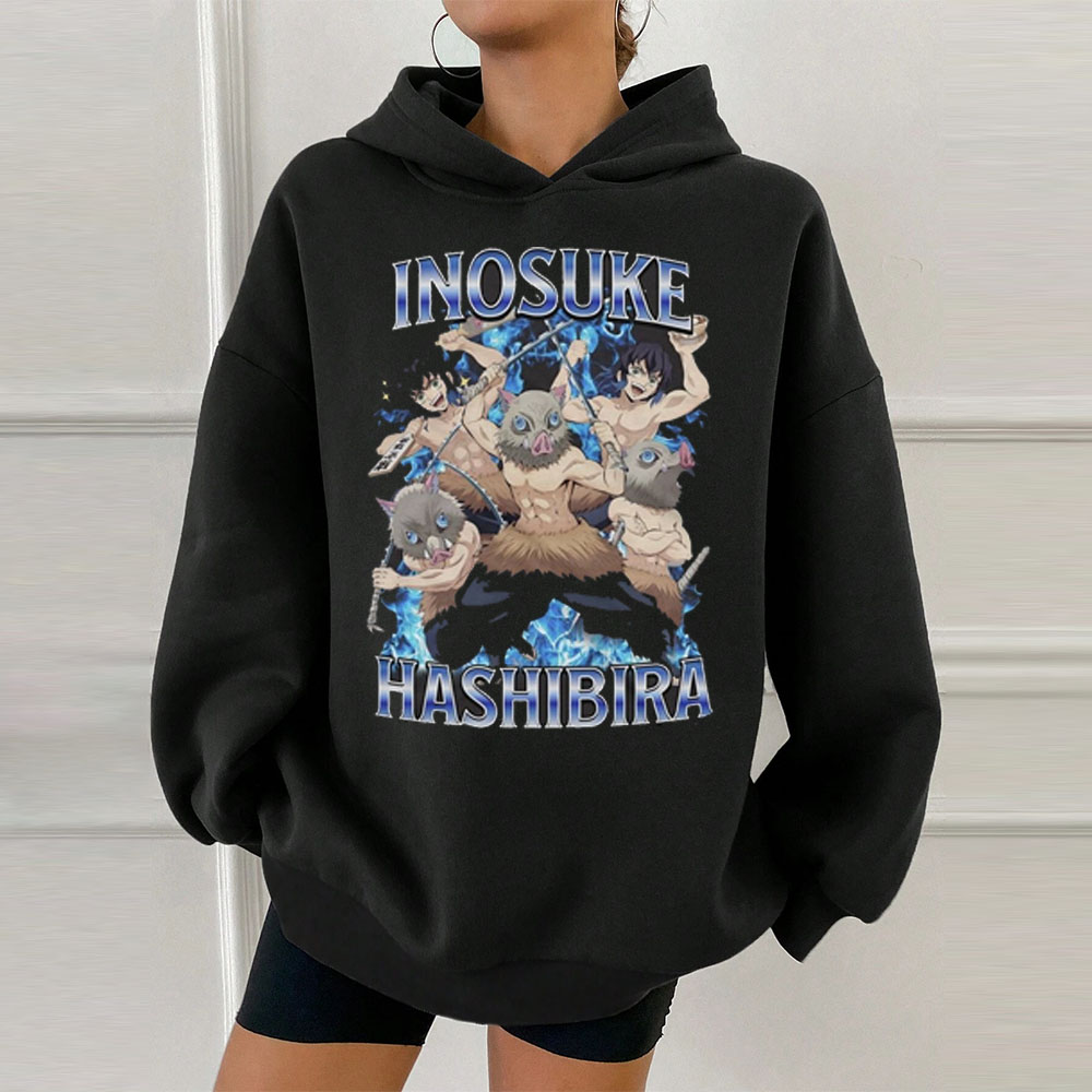 Demon Slayer Inosuke Hashibira Anime Print Hoodie