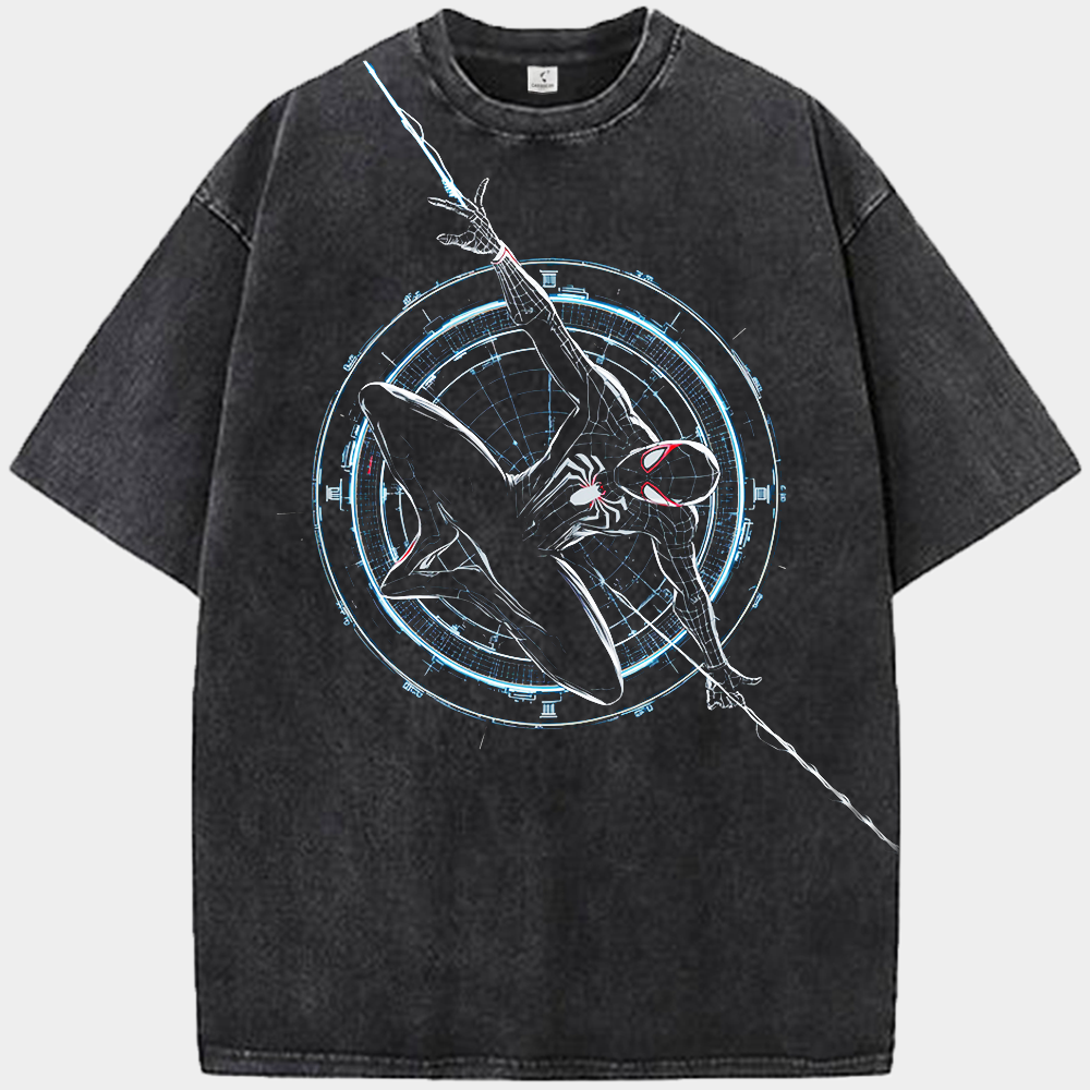 Marvel Spider-Man Black Suit Blue Neon Print