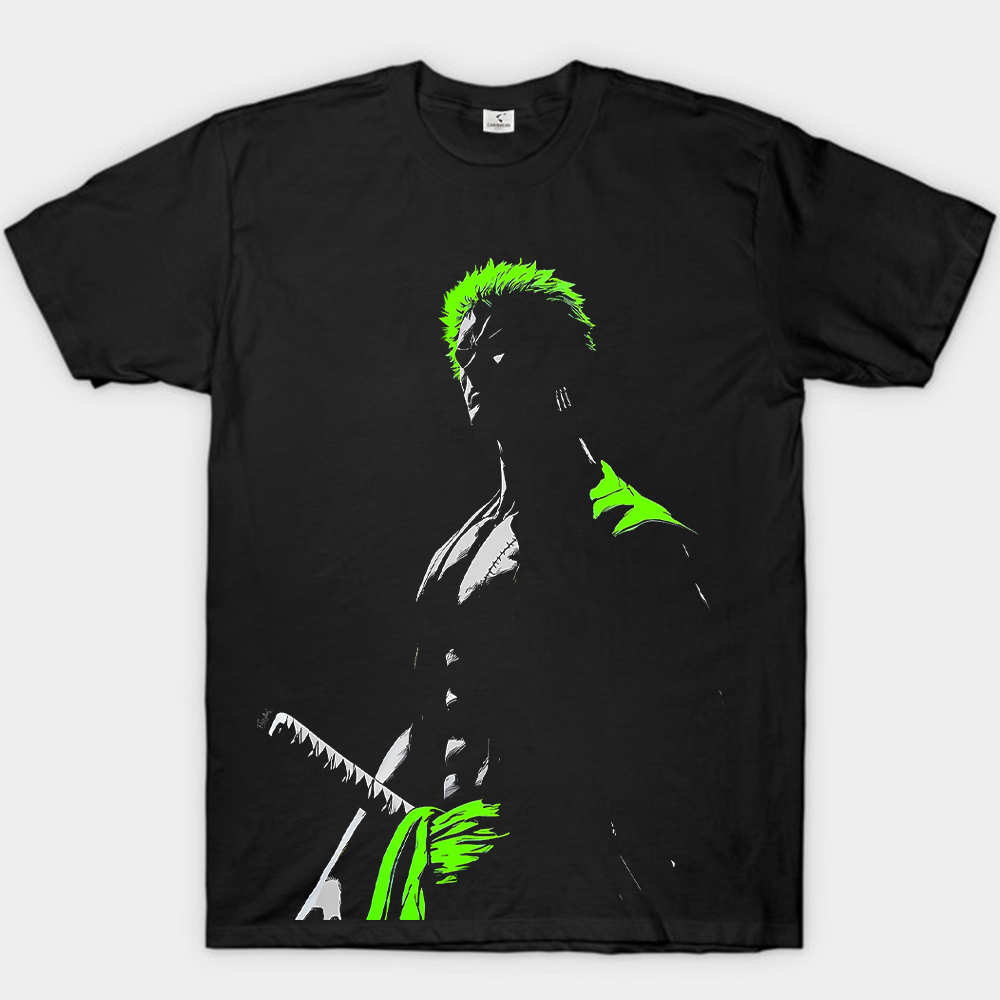 One Piece Roronoa Zoro Neon Green Silhouette  Print