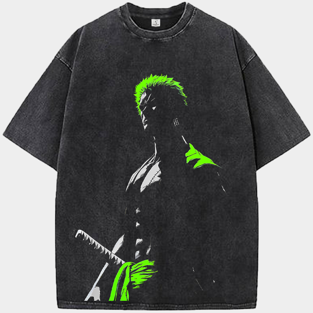 One Piece Roronoa Zoro Neon Green Silhouette  Print