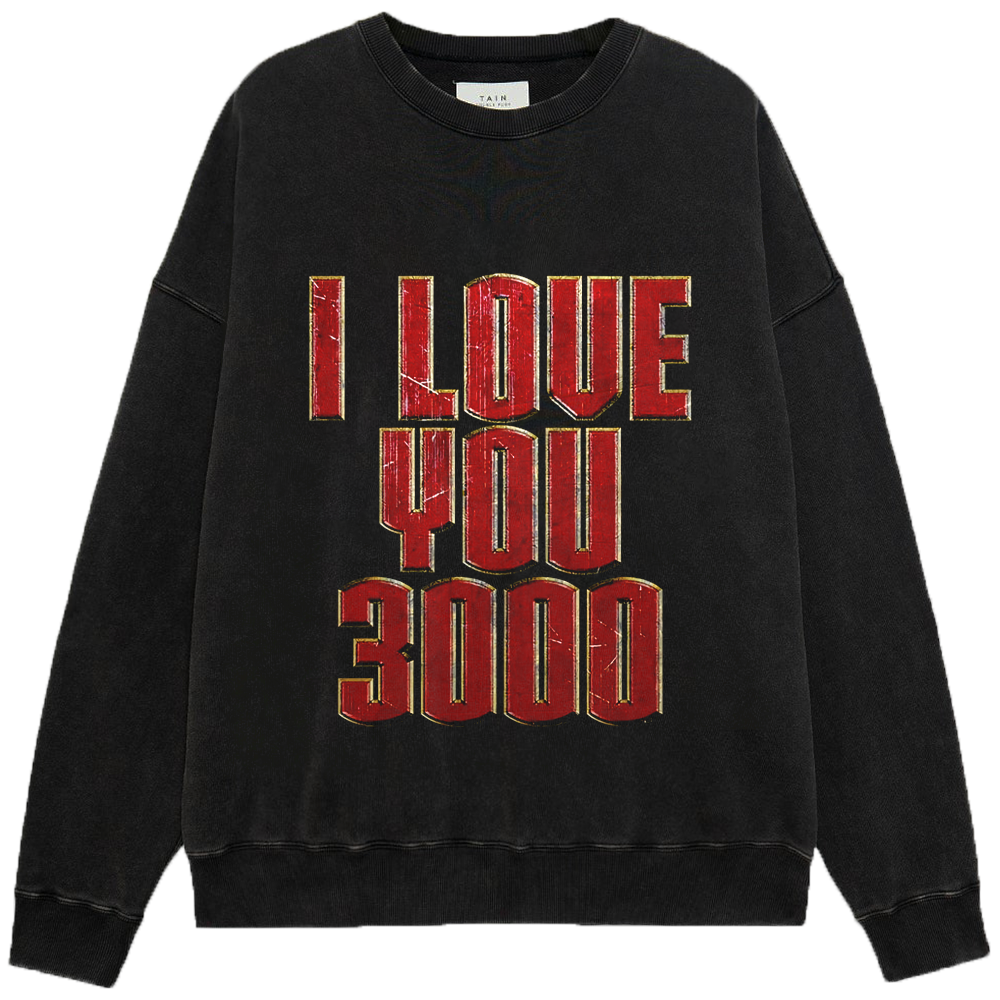 Marvel Iron Man "I Love You 3000" Retro Red-Gold Typography Print