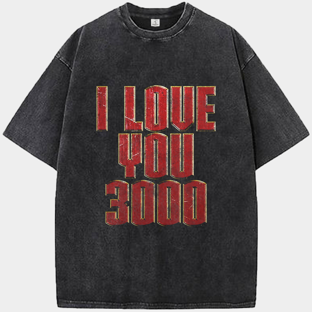Marvel Iron Man "I Love You 3000" Retro Red-Gold Typography Print
