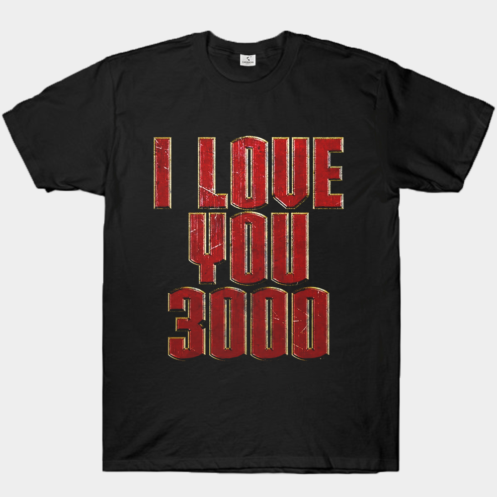 Marvel Iron Man "I Love You 3000" Retro Red-Gold Typography Print