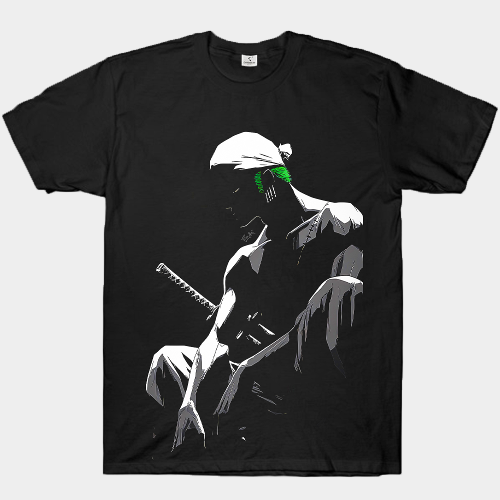One Piece Roronoa Zoro Black and White Silhouette  Print