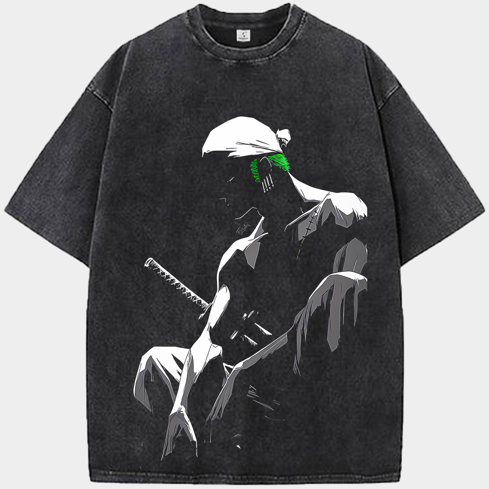 One Piece Roronoa Zoro Black and White Silhouette  Print