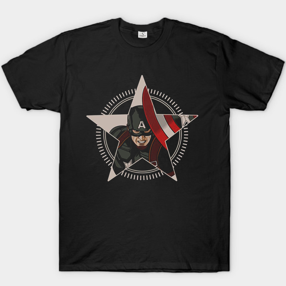 Marvel Captain America Minimalist Star Shield Head Badge Print