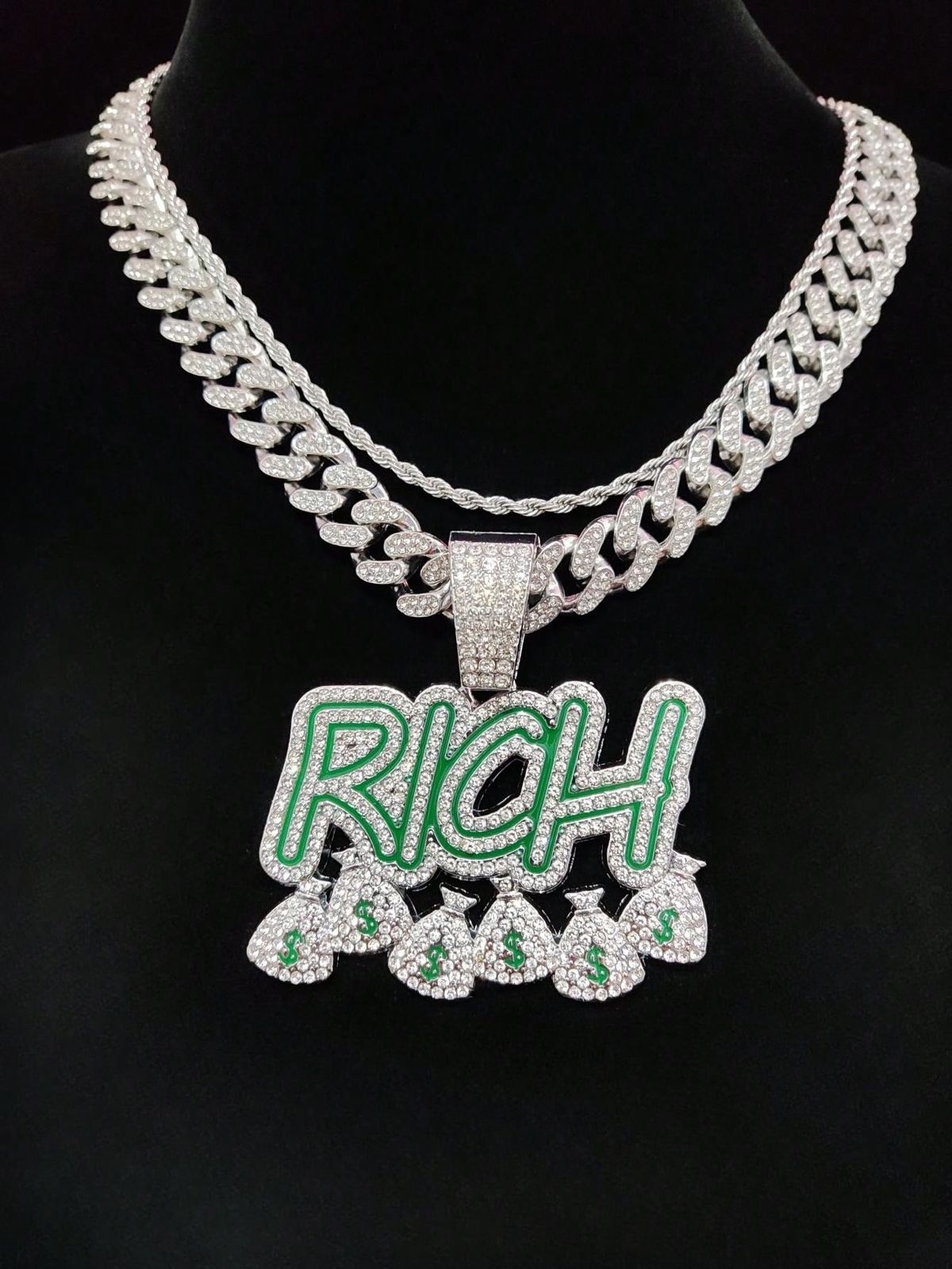 Marvel Spider-Man Print T-Shirt Hip Hop Money Bag Pendant Necklace