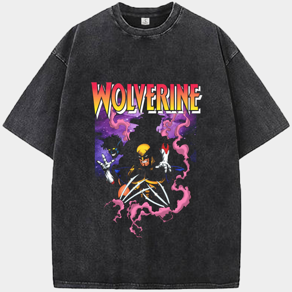 Marvel Wolverine & Nightcrawler Cosmic Smoke Retro Print