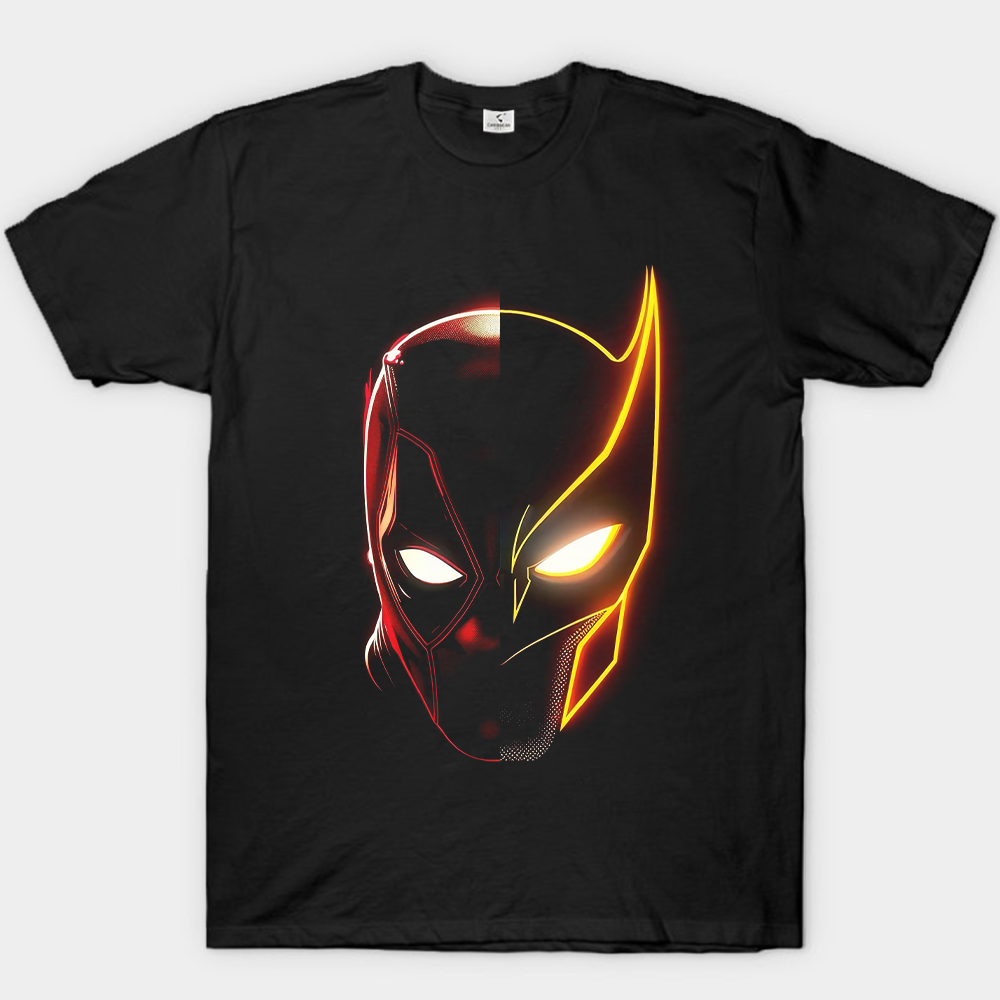 Marvel Deadpool & Wolverine Neon Split Mask Print