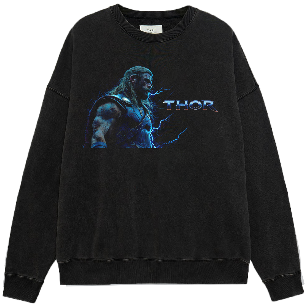 Marvel Thor Blue Lightning Oil Painting Style Profile Thor Print