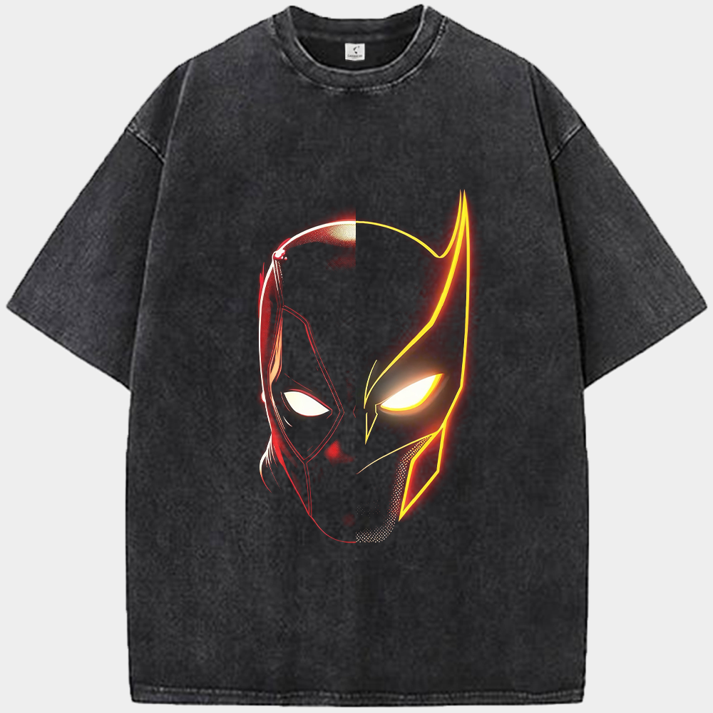 Marvel Deadpool & Wolverine Neon Split Mask Print