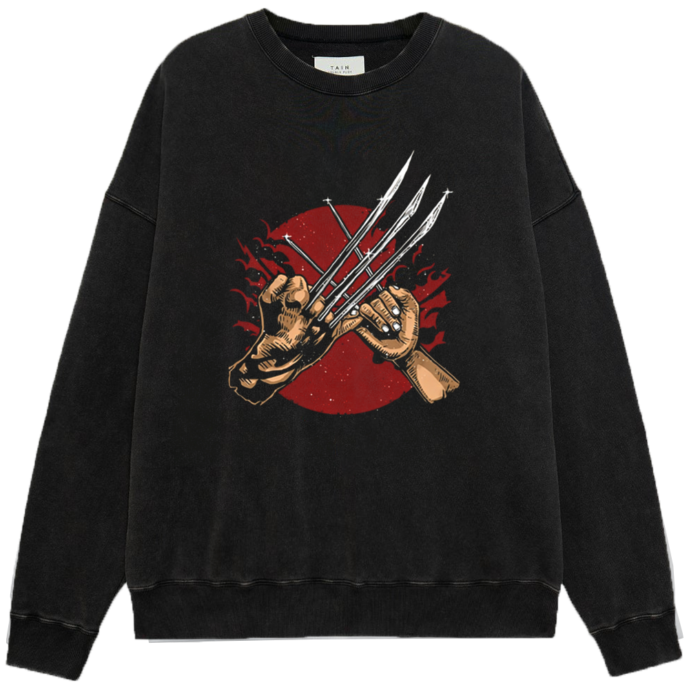 Marvel Wolverine Dual Claw Hands Red Background Print