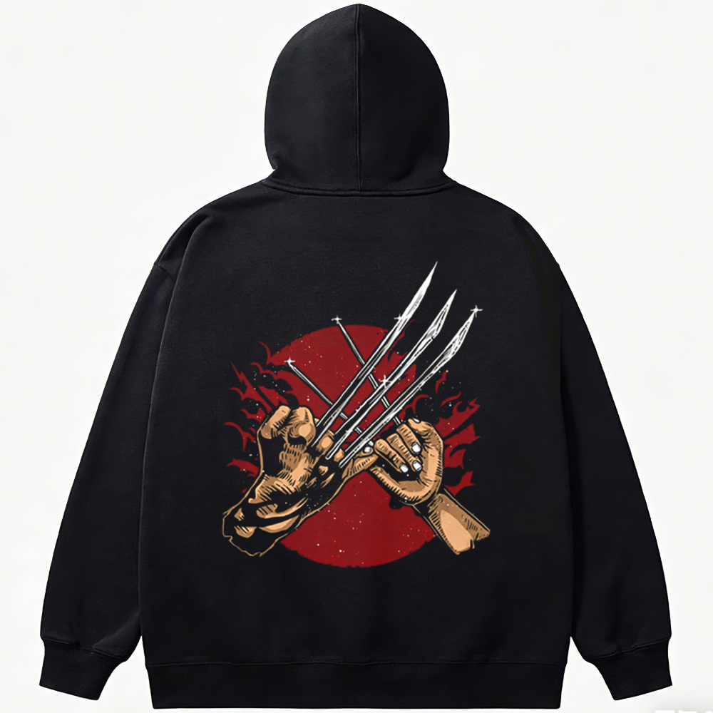Marvel Wolverine Dual Claw Hands Red Background Print