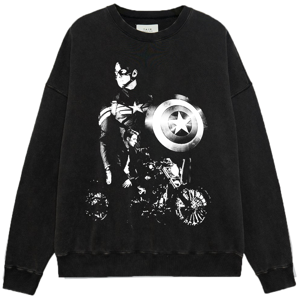 Marvel Captain America Monochrome Motorcycle Tough Guy Print