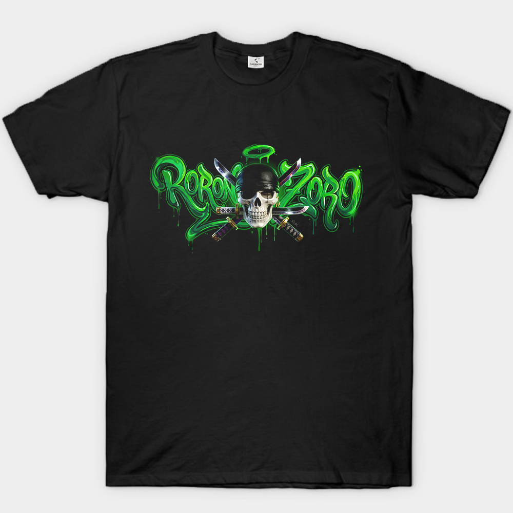 One Piece Roronoa Zoro Three-Sword Style Graffiti Skull Print
